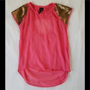 Coral and gold top